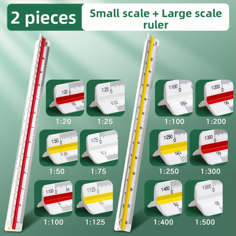 Триъгълен мащабен линейник за вътрешно архитектурно чертане, пластмасов, Liangzhi SLBLC