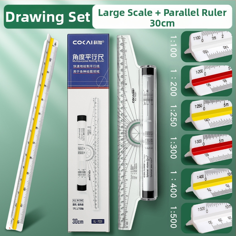 Триъгълен мащабен линейник за вътрешно архитектурно чертане, пластмасов, Liangzhi SLBLC