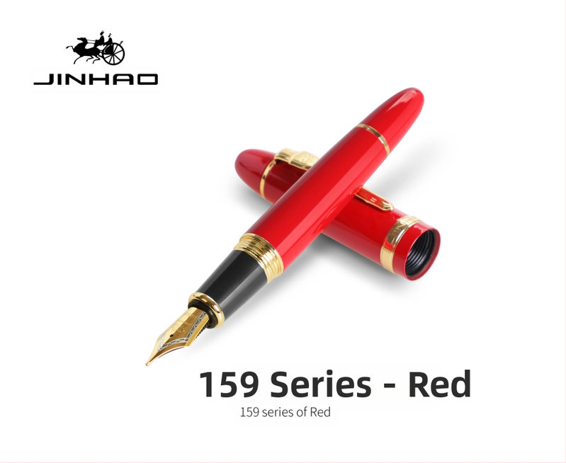 Jin Hao 159 sērijas irīdija parakstīšanas pildspalva, metāla korpuss, spirālveida tintes padeve, metāla uzgalis, drukāts logotips, pielāgošana