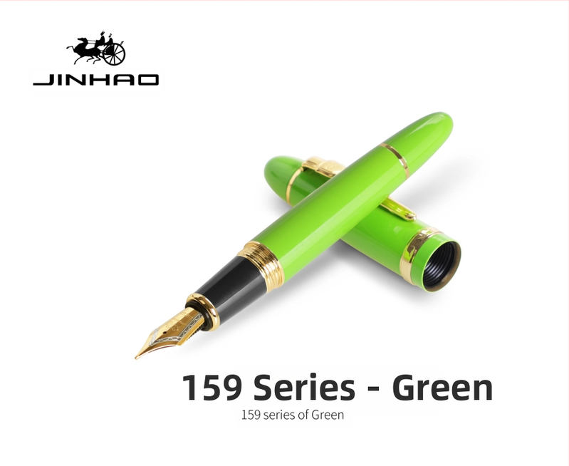 Jin Hao 159 sērijas irīdija parakstīšanas pildspalva, metāla korpuss, spirālveida tintes padeve, metāla uzgalis, drukāts logotips, pielāgošana