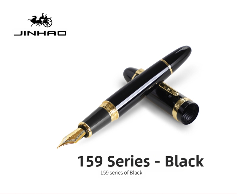 Jin Hao 159 sērijas irīdija parakstīšanas pildspalva, metāla korpuss, spirālveida tintes padeve, metāla uzgalis, drukāts logotips, pielāgošana