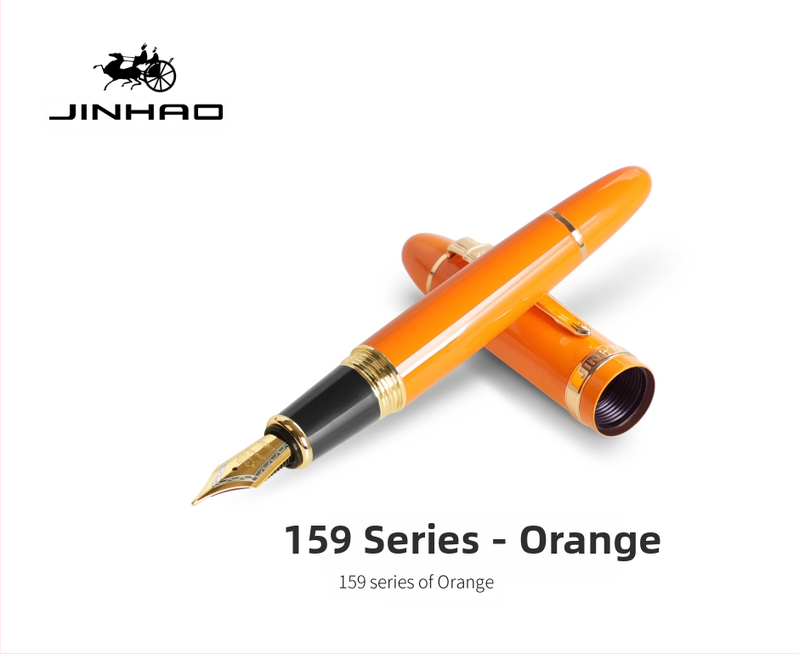 Jin Hao 159 sērijas irīdija parakstīšanas pildspalva, metāla korpuss, spirālveida tintes padeve, metāla uzgalis, drukāts logotips, pielāgošana