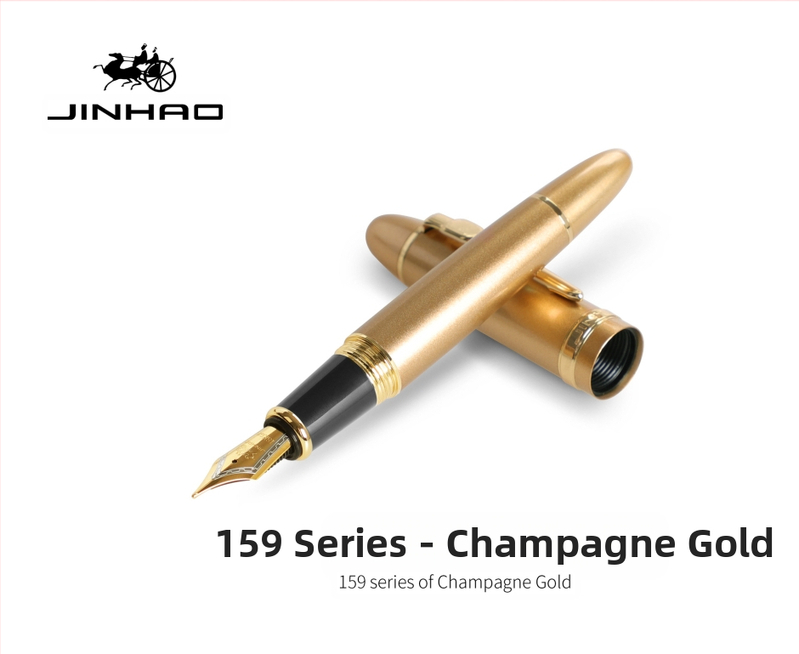 Jin Hao 159 sērijas irīdija parakstīšanas pildspalva, metāla korpuss, spirālveida tintes padeve, metāla uzgalis, drukāts logotips, pielāgošana