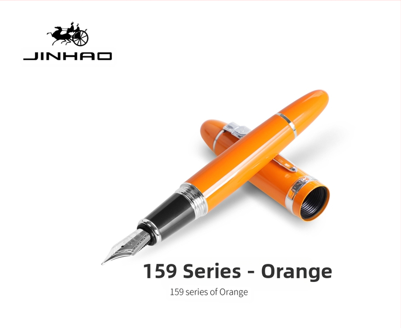 Jin Hao 159 sērijas irīdija parakstīšanas pildspalva, metāla korpuss, spirālveida tintes padeve, metāla uzgalis, drukāts logotips, pielāgošana