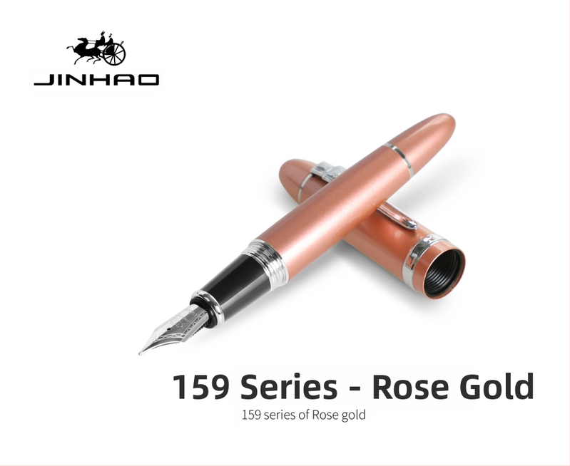 Jin Hao 159 sērijas irīdija parakstīšanas pildspalva, metāla korpuss, spirālveida tintes padeve, metāla uzgalis, drukāts logotips, pielāgošana