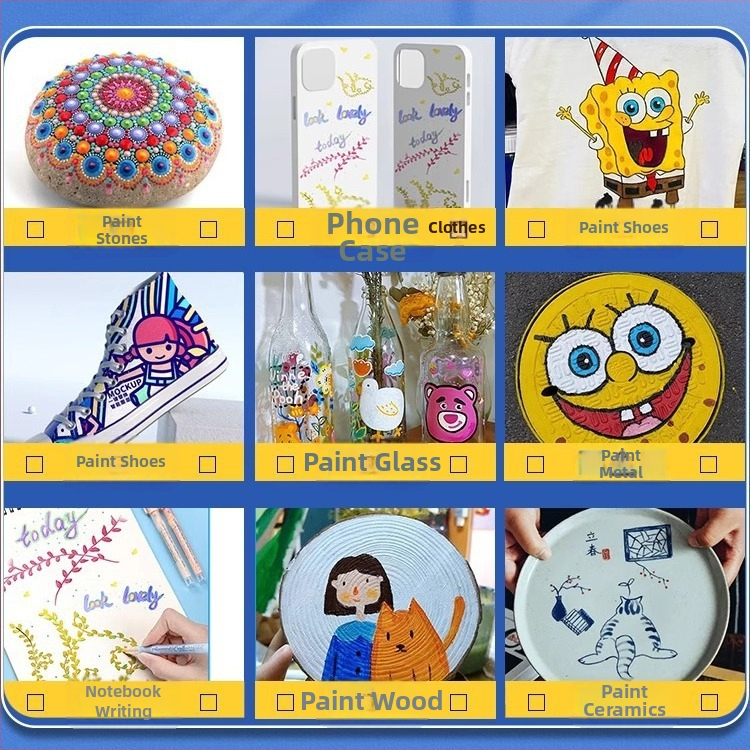 Hundred Knowledge Акрилен маркер писалка, водоустойчива, за графити и акварелни рисунки