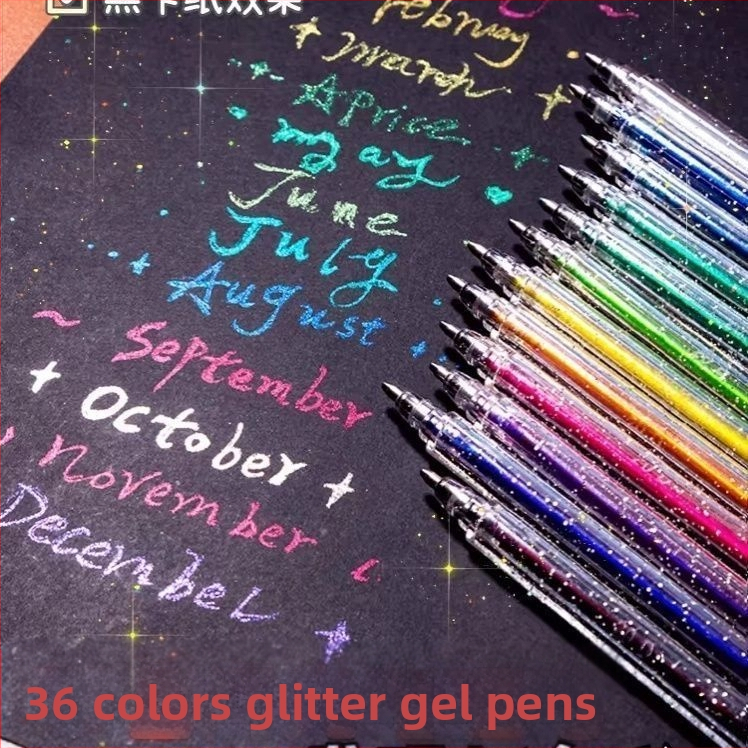 Starlight глитър гел писалка - пластмасов корпус, опакована в кутия, неизтриваща