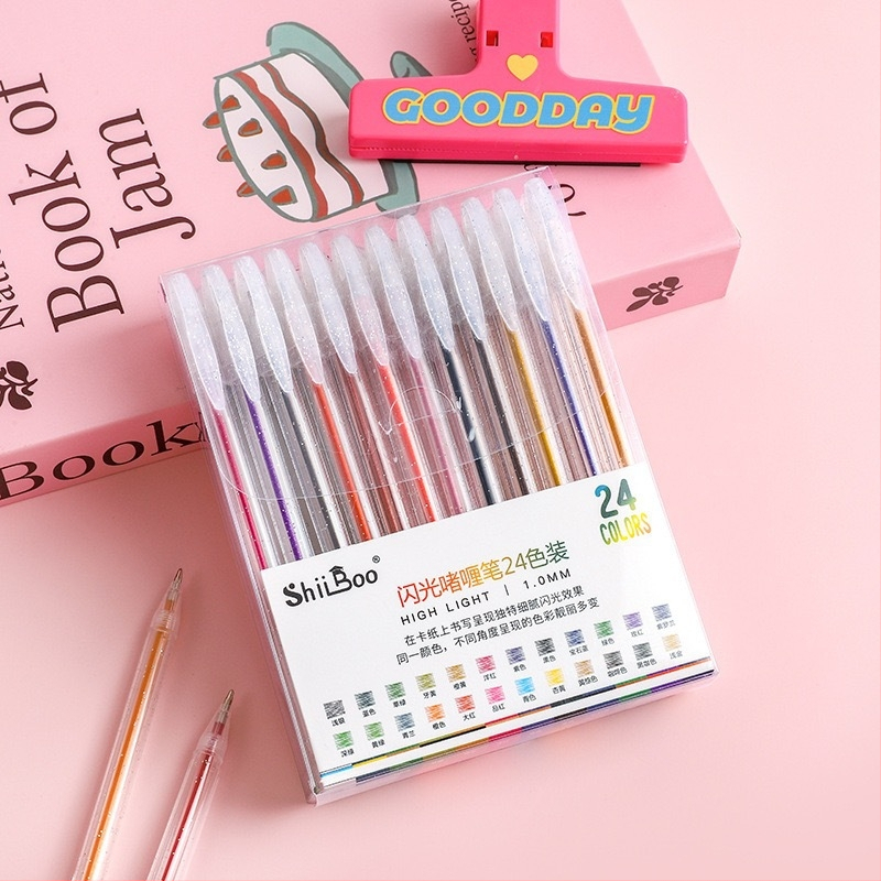 Starlight глитър гел писалка - пластмасов корпус, опакована в кутия, неизтриваща