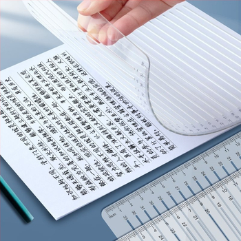 Πλαστικός χάρακας με πλέγμα, χωρίς ίχνη γραφής, με σημάδια 0.9 cm και 1 cm για απαντήσεις σε εξετάσεις