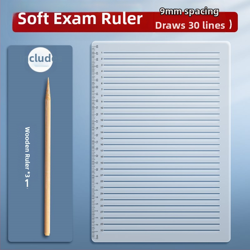 Пластмасово правило с решетка, без следи от писане, с марки 0.9 cm и 1 cm за изпитни отговори