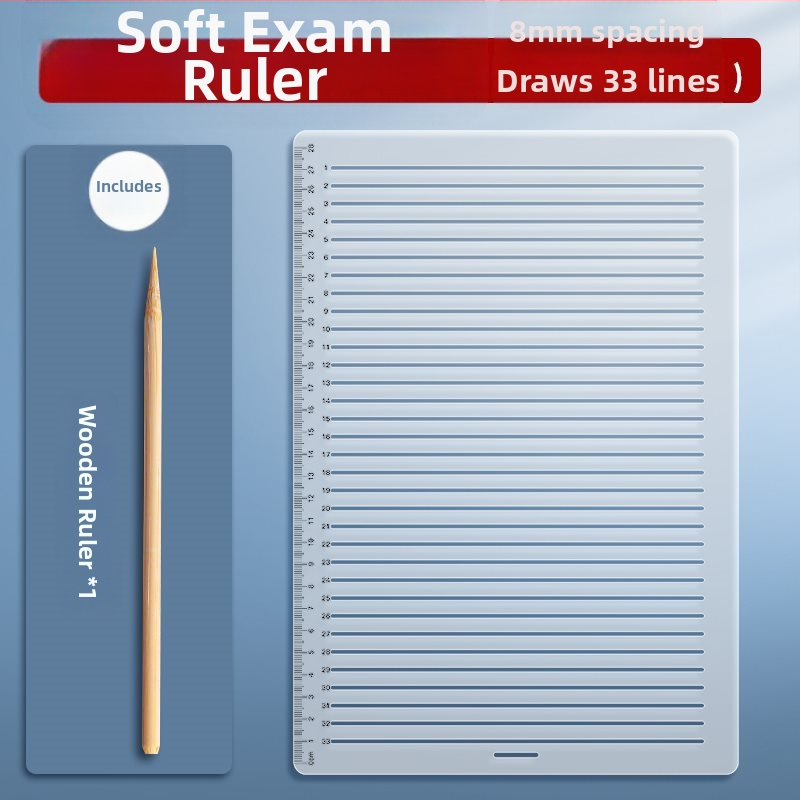 Пластмасово правило с решетка, без следи от писане, с марки 0.9 cm и 1 cm за изпитни отговори