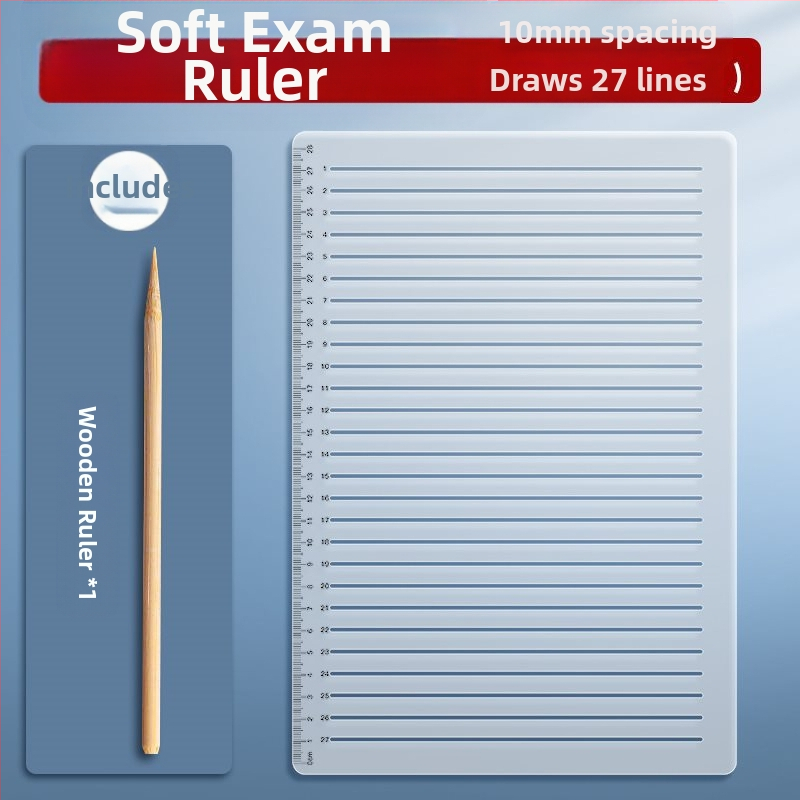 Пластмасово правило с решетка, без следи от писане, с марки 0.9 cm и 1 cm за изпитни отговори