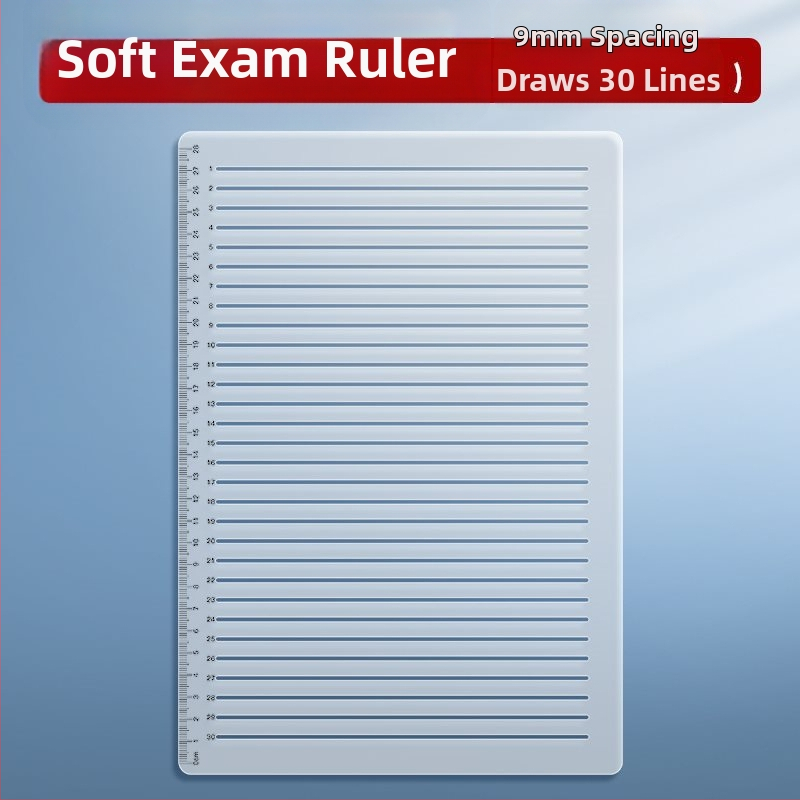 Пластмасово правило с решетка, без следи от писане, с марки 0.9 cm и 1 cm за изпитни отговори