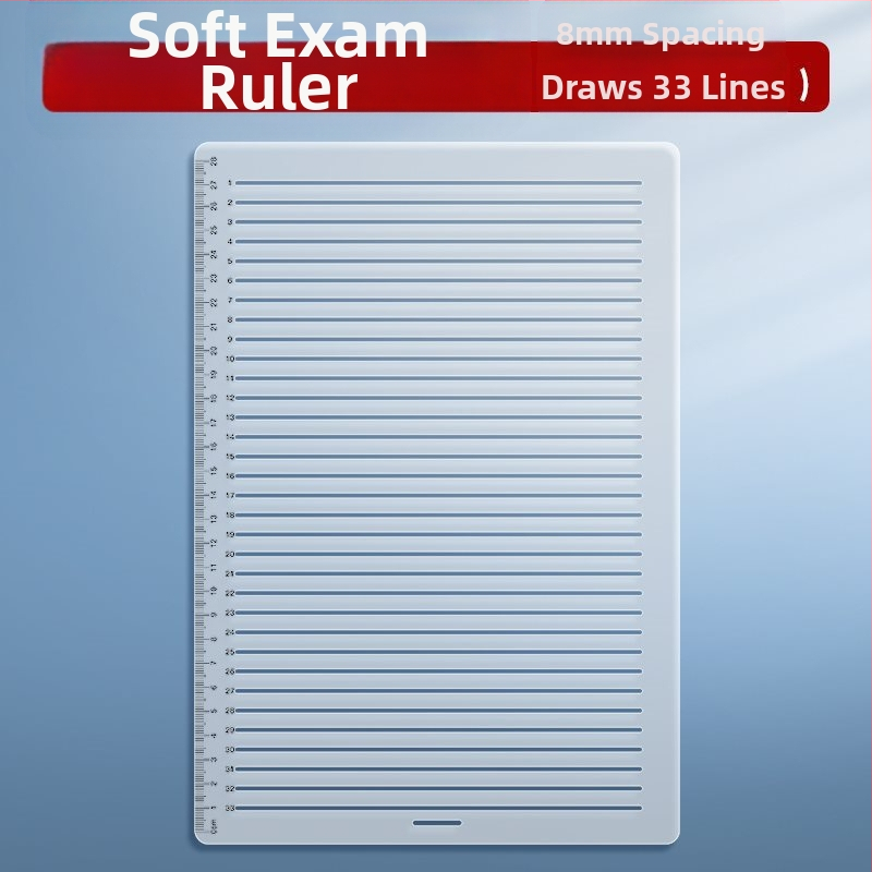 Пластмасово правило с решетка, без следи от писане, с марки 0.9 cm и 1 cm за изпитни отговори