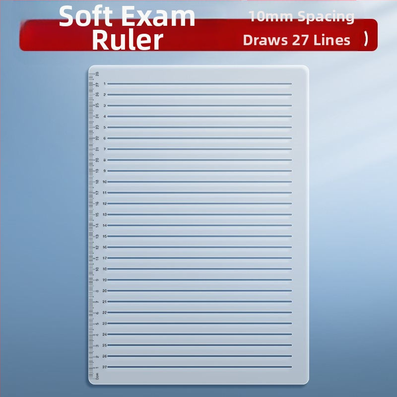 Пластмасово правило с решетка, без следи от писане, с марки 0.9 cm и 1 cm за изпитни отговори