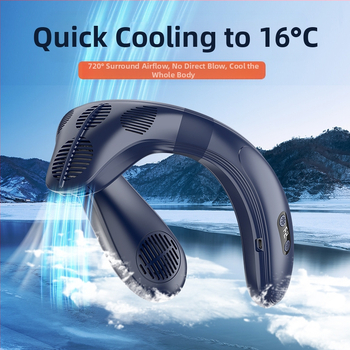 Μίνι ανεμιστήρας λαιμού χωρίς λεπίδες με ενσωματωμένη μπαταρία 4000 mAh, USB φόρτιση, 3 ταχύτητες, brushless κινητήρας, θόρυβος έως 36 dB