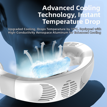 Μίνι ανεμιστήρας λαιμού χωρίς λεπίδες με ενσωματωμένη μπαταρία 4000 mAh, USB φόρτιση, 3 ταχύτητες, brushless κινητήρας, θόρυβος έως 36 dB