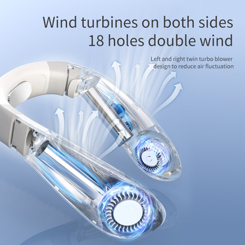 Μίνι ανεμιστήρας λαιμού χωρίς λεπίδες με ενσωματωμένη μπαταρία 4000 mAh, USB φόρτιση, 3 ταχύτητες, brushless κινητήρας, θόρυβος έως 36 dB