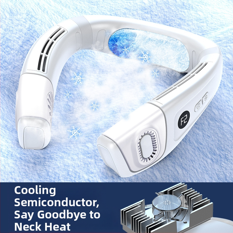 Ventilator mini pentru gât fără palete, baterie încorporată de 4000 mAh, încărcare USB, 3 viteze, motor brushless, zgomot sub 36 dB