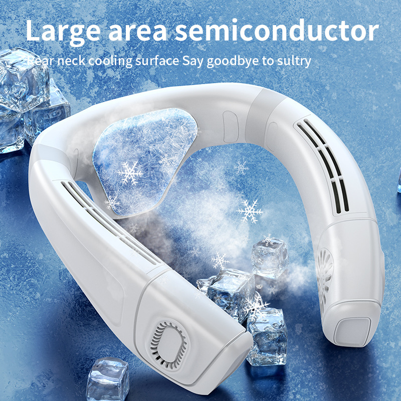 Ventilator mini pentru gât fără palete, baterie încorporată de 4000 mAh, încărcare USB, 3 viteze, motor brushless, zgomot sub 36 dB