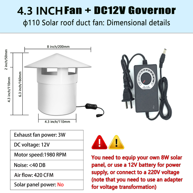 12V tiho ispušni ventilator za ventilaciju, plastično kućište, usmjeren protok zraka naprijed