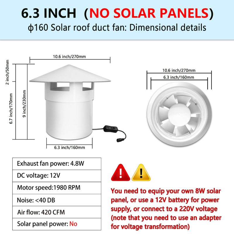 12V tiho ispušni ventilator za ventilaciju, plastično kućište, usmjeren protok zraka naprijed