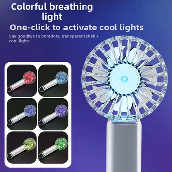 Διαφανής φορητός ανεμιστήρας χειρός με ψύξη πάγου, ενσωματωμένη μπαταρία 1000-1200 mAh, brushless κινητήρας με 3 ταχύτητες, 3.7V 5W