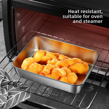 Ανοξείδωτος τετράγωνος δίσκος με καπάκι – ανθεκτικό πιάτο για σερβίρισμα και αποθήκευση, ηλεκτρολυτικό φινίρισμα, δυνατότητα εκτύπωσης λογότυπου