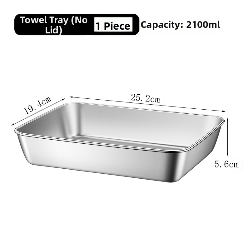 Nerūdijančio plieno kvadratinė lėkštė su dangčiu – patvari serviravimo ir laikymo talpa, elektrolyzinis paviršius, galimybė spausdinti logotipą