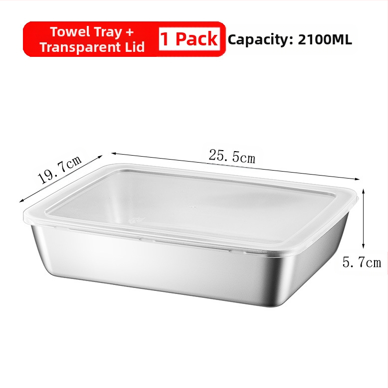 Nerūdijančio plieno kvadratinė lėkštė su dangčiu – patvari serviravimo ir laikymo talpa, elektrolyzinis paviršius, galimybė spausdinti logotipą