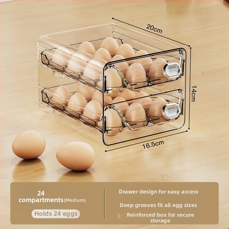 Munade hoiukarp külmkappi - läbipaistev PET, kahekihiline, toidukvaliteediga plastik