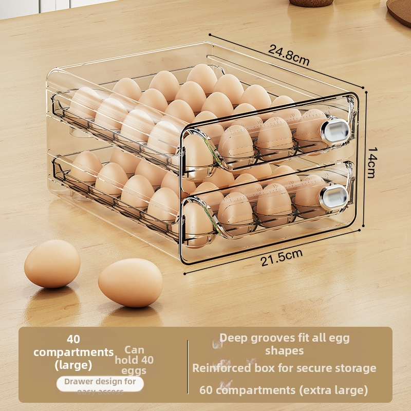 Munade hoiukarp külmkappi - läbipaistev PET, kahekihiline, toidukvaliteediga plastik