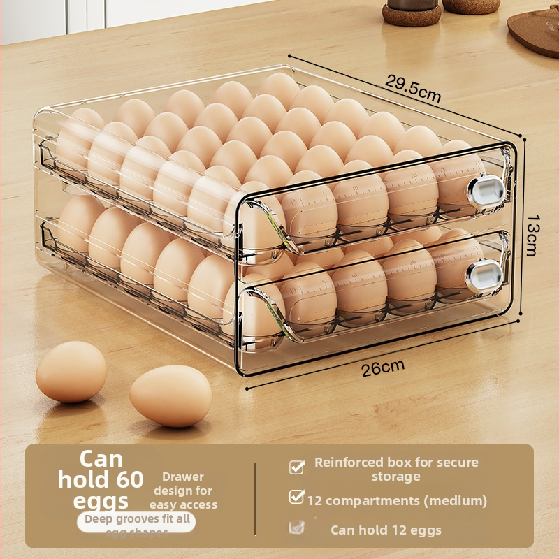Munade hoiukarp külmkappi - läbipaistev PET, kahekihiline, toidukvaliteediga plastik
