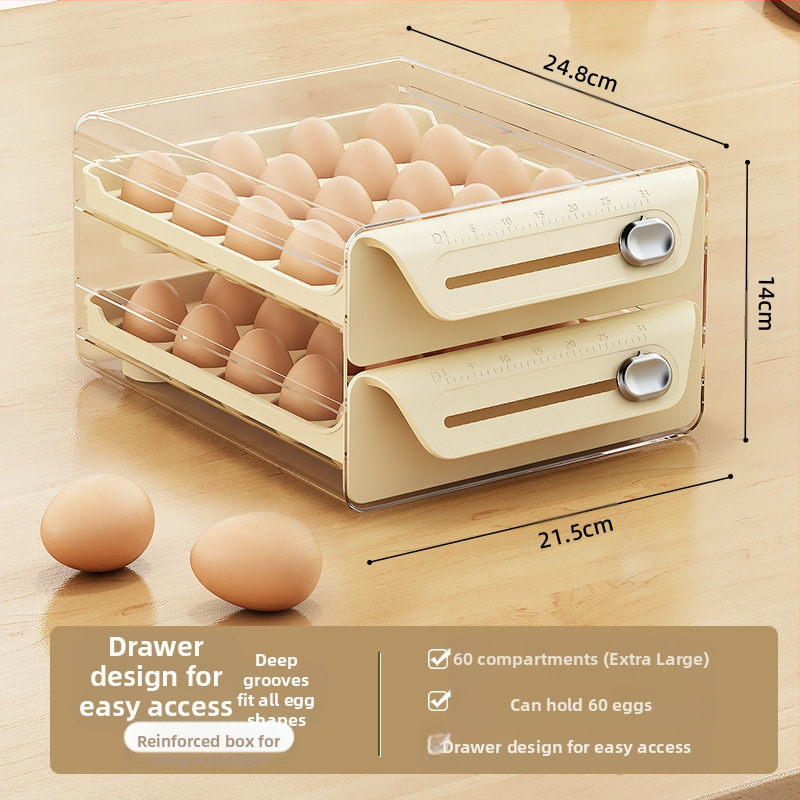 Munade hoiukarp külmkappi - läbipaistev PET, kahekihiline, toidukvaliteediga plastik