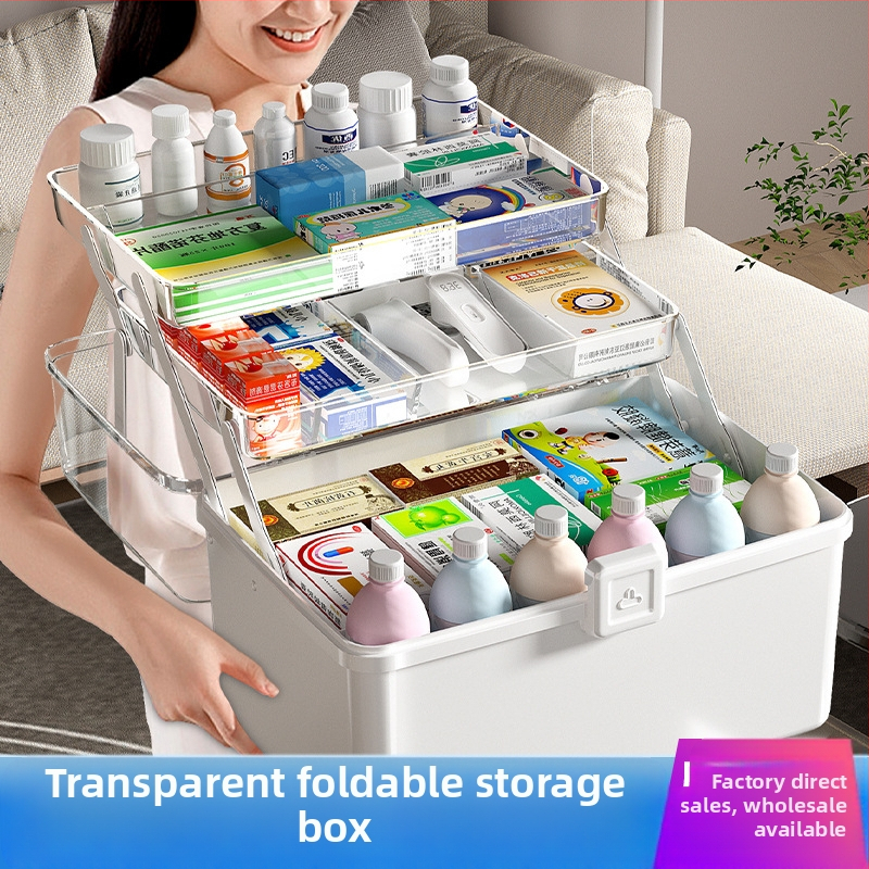 Fengzhe Κουτί φαρμάκων, τριών επιπέδων φορητό πλαστικό αποθηκευτικό, μεγάλης χωρητικότητας