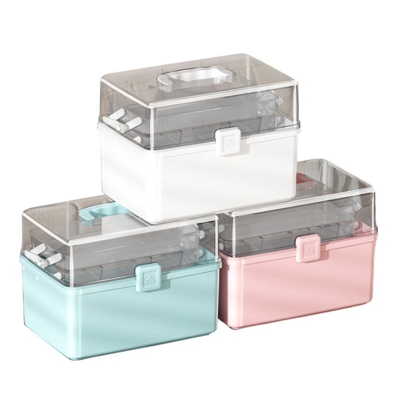 Fengzhe Gyógyszeres doboz, háromrétegű hordozható műanyag tároló, nagy kapacitás