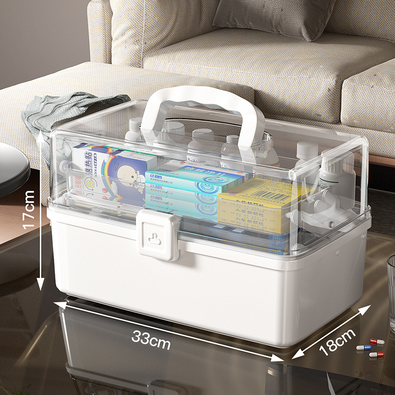 Fengzhe Gyógyszeres doboz, háromrétegű hordozható műanyag tároló, nagy kapacitás