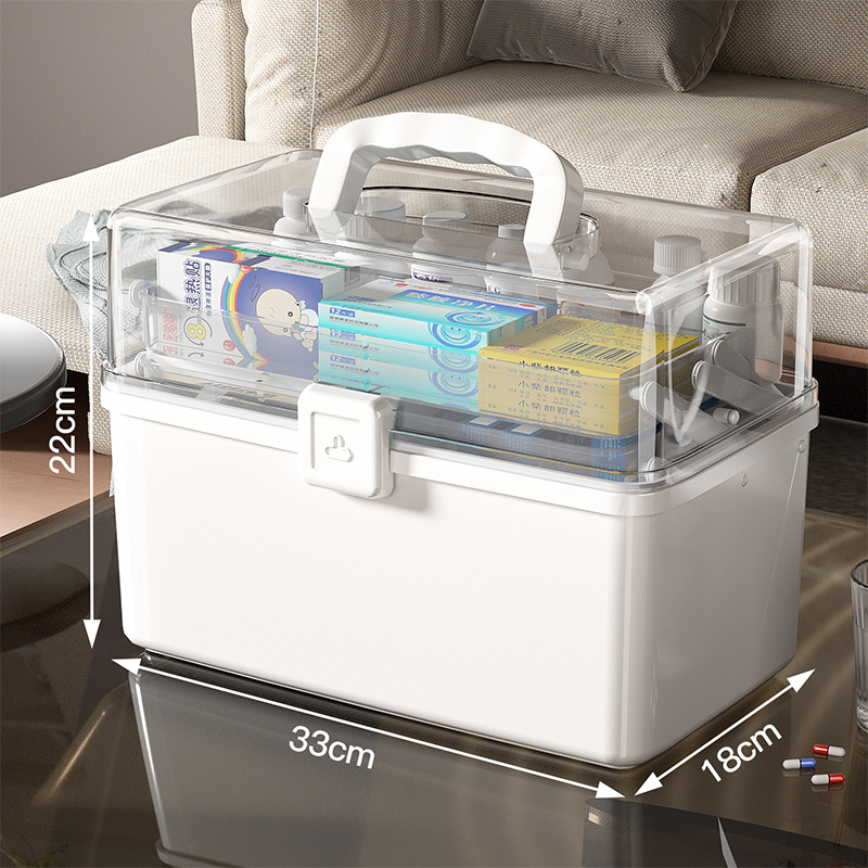 Fengzhe Gyógyszeres doboz, háromrétegű hordozható műanyag tároló, nagy kapacitás