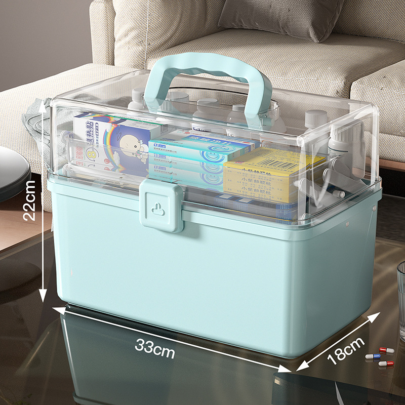 Fengzhe Gyógyszeres doboz, háromrétegű hordozható műanyag tároló, nagy kapacitás