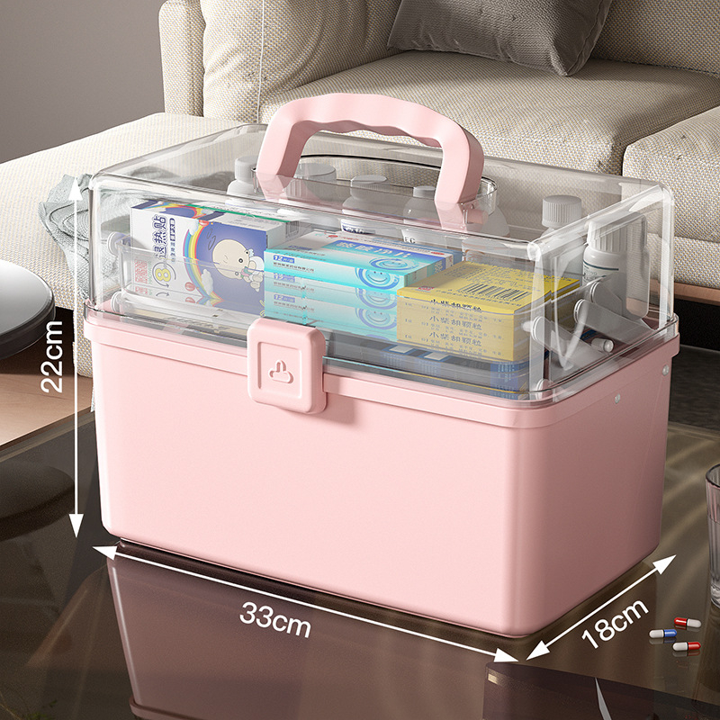 Fengzhe Gyógyszeres doboz, háromrétegű hordozható műanyag tároló, nagy kapacitás