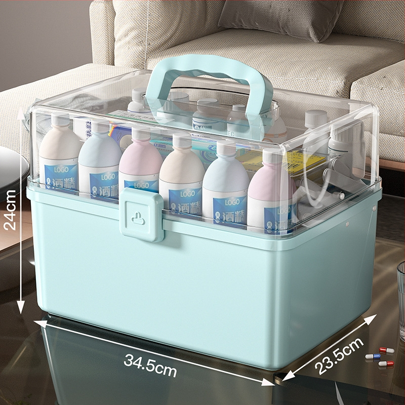 Fengzhe Gyógyszeres doboz, háromrétegű hordozható műanyag tároló, nagy kapacitás