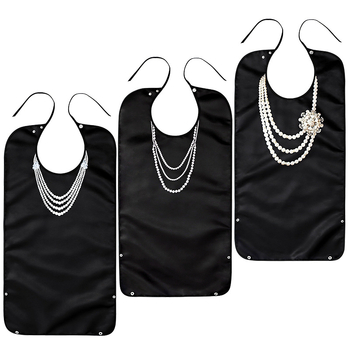 Bib pentru alimentație la vârstnici — impermeabil, rezistent la ulei, țesătură satin/PU, poliester, modele variate