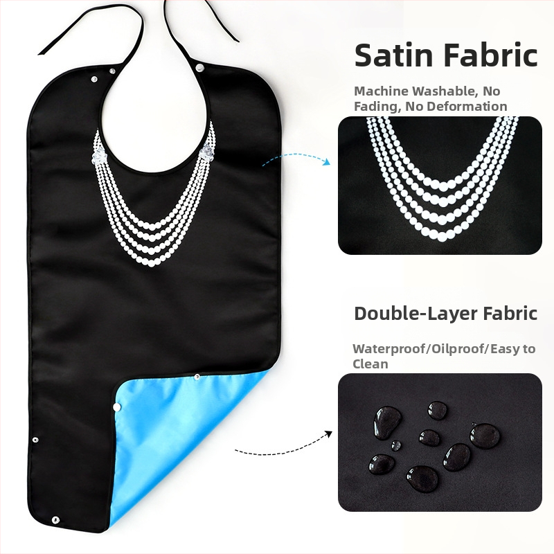 Лигавник за хранене на възрастни — водоустойчив, против масло, сатен/PU плат, полиестер, различни шарки