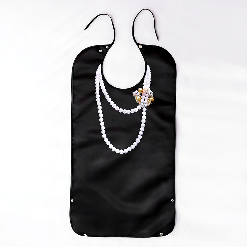 Bib pentru alimentație la vârstnici — impermeabil, rezistent la ulei, țesătură satin/PU, poliester, modele variate