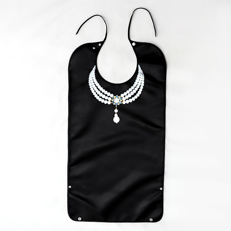 Bib pentru alimentație la vârstnici — impermeabil, rezistent la ulei, țesătură satin/PU, poliester, modele variate