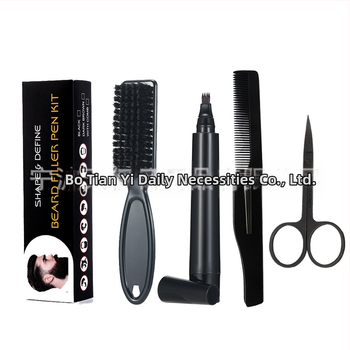 Σετ περιποίησης γενειάδας με στυλό γενειάδας, στυλό γέμισης, βούρτσας, χτένα διαμόρφωσης και ψαλίδια – νάιλον τρίχες, πλαστικό χειριστήριο, κουτί συσκευασίας, 1 σετ, TIANYI