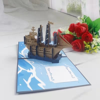 Ευχτήρια κάρτα με λέιζερ χάραξη και 3D ανάγλυφο σχέδιο, χειροποίητη, προσαρμοσμένο λογότυπο, διπλούμενη