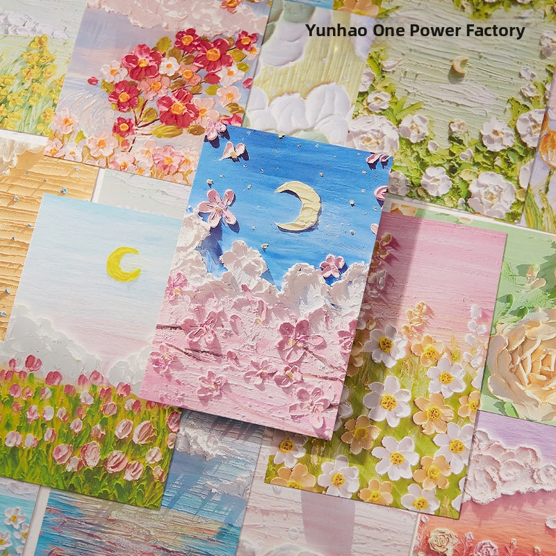 Рекламна пощенска картичка с пасторална маслена живопис илюстрация за празнични поздрави; обикновени пощенски листове; без персонализация.