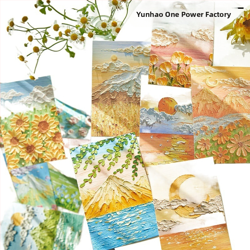 Рекламна пощенска картичка с пасторална маслена живопис илюстрация за празнични поздрави; обикновени пощенски листове; без персонализация.