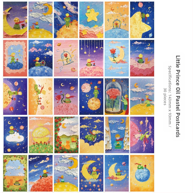 Promóciós postai üdvözlőlap pasztorális olajfestmény illusztrációval ünnepi üdvözletekhez; szokásos postai lapok; nem testreszabható.